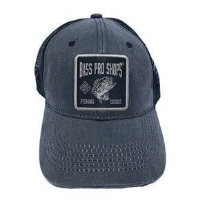 Bass Pro Shops Trucker Logo Hat Cap Snapback Mesh Black Gray Fishing Goods New